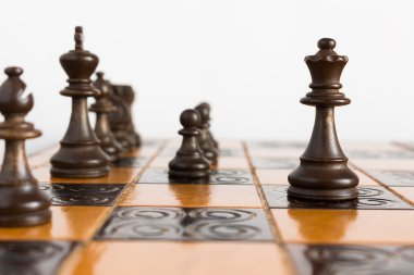 Satranç tahtasında fotoğraflanmış.