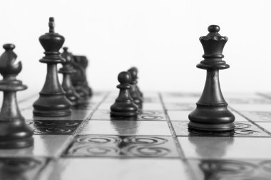 Satranç tahtasında fotoğraflanmış.