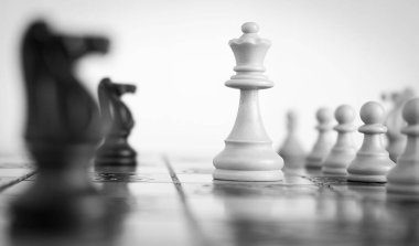 Satranç tahtasında fotoğraflanmış.