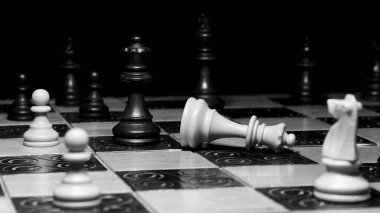 Satranç tahtasında fotoğraflanmış.