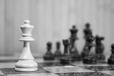 Satranç tahtasında fotoğraflanmış.