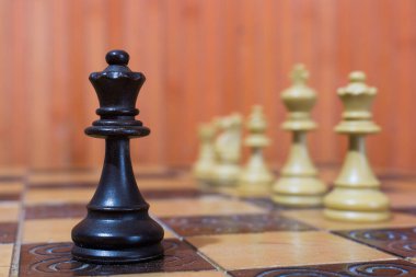 Satranç tahtasında fotoğraflanmış.