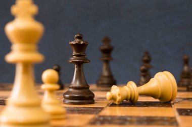 Satranç tahtasında fotoğraflanmış.