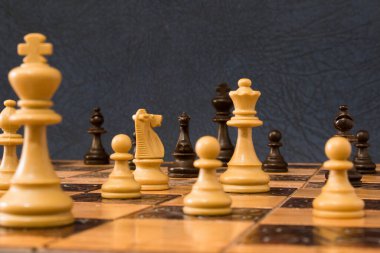 Satranç tahtasında fotoğraflanmış.