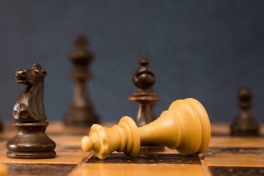 Satranç tahtasında fotoğraflanmış.