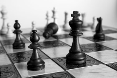 Satranç tahtasında fotoğraflanmış.