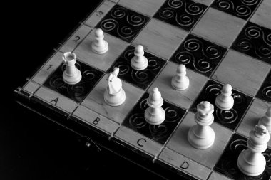 Satranç tahtasında fotoğraflanmış.