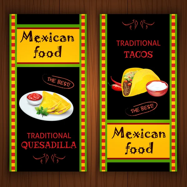 Banderas de comida mexicana — Vector de stock