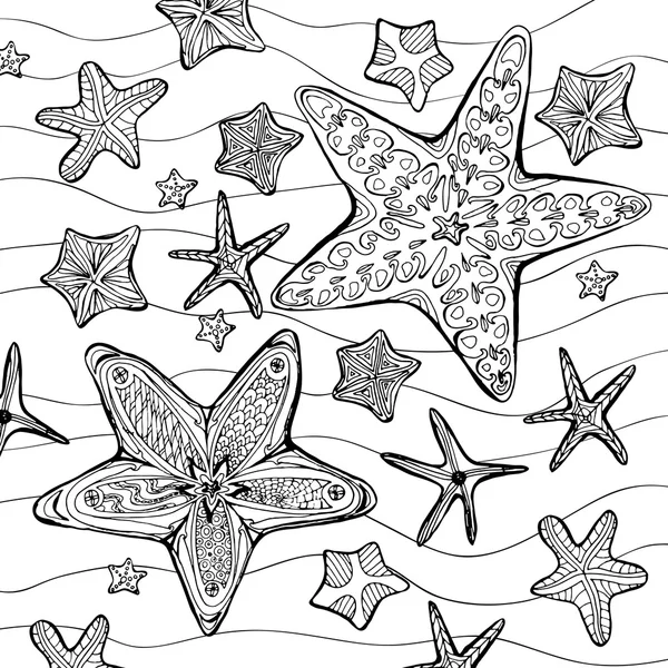 Pattern with starfishes — Stock Vector