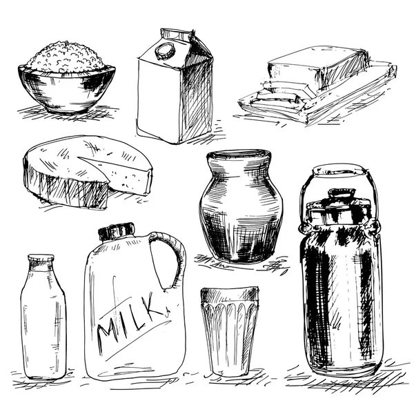 Conjunto de productos lácteos — Vector de stock
