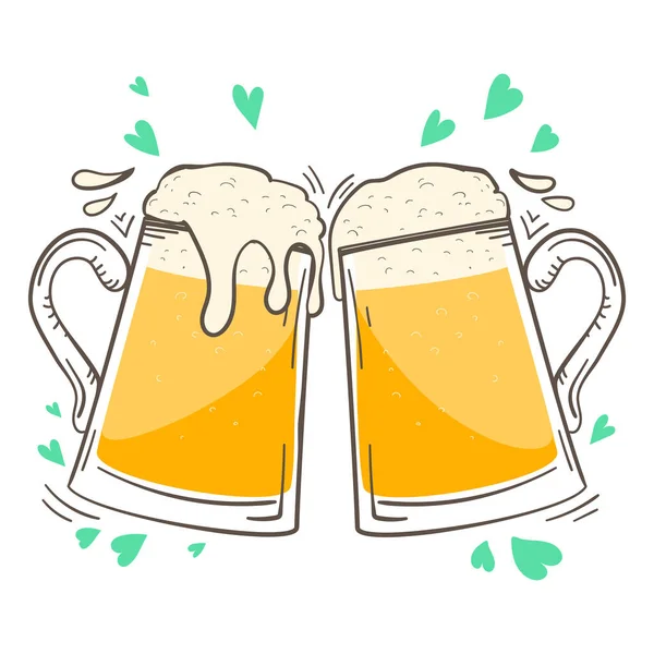 Saint Patricks Day hand drawn graphic illustration. Beer — Stock Vector