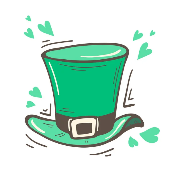 Saint Patricks Day hand drawn graphic illustration. Hat — Stock Vector