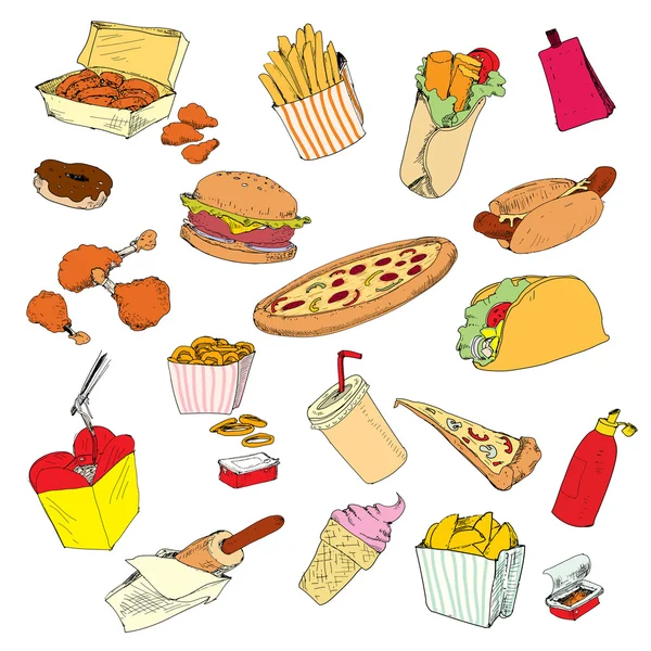 Fastfood collection. — Stock Vector