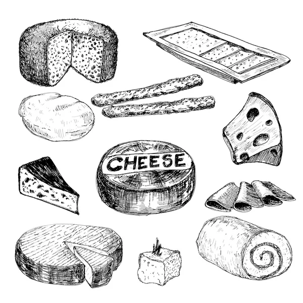 Τυρί. Χέρι που συλλογή — Διανυσματικό Αρχείο