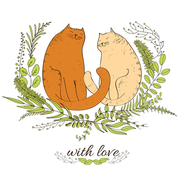 Gatos e amor —  Vetores de Stock