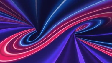 Neon arka plan. Teknoloji konsepti. Neon tüpleri. 3D fütüristik teknoloji görüntüleri. Modern animasyon. Film, reklam, video kanalları, konser ve haber kanalları için video arkaplanı.