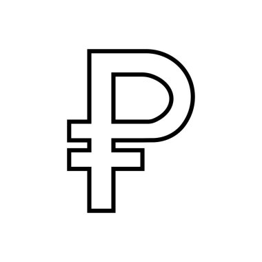 Ruble taslak simgesi izole edildi. Mobil konsept, web tasarımı ve oyunlar için sembol, logo illüstrasyonu.