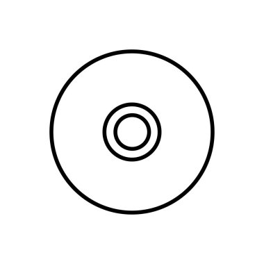 CD disk ana hatları simgesi izole edildi. Mobil konsept, web tasarımı ve oyunlar için sembol, logo illüstrasyonu.