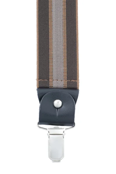 Brown and grey suspenders on a white background — Stock Photo, Image