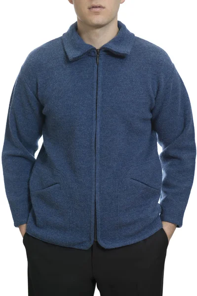 Unbekannter mit blauem Pullover — Stockfoto