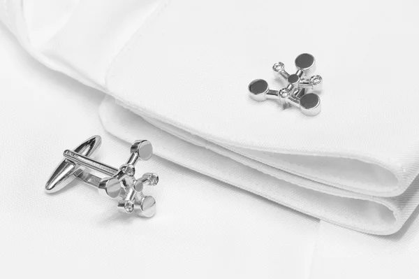 Silver cuff links — Stock Photo, Image