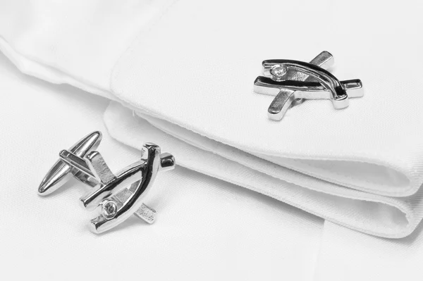 Silver cuff links — Stock Photo, Image