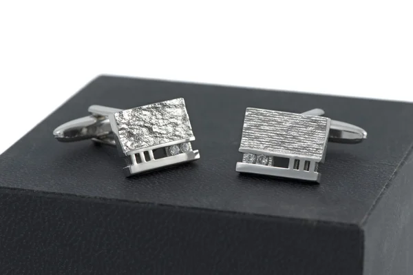 Silver cuff links — Stock Photo, Image