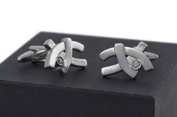 Silver cuff links — Stock Photo, Image