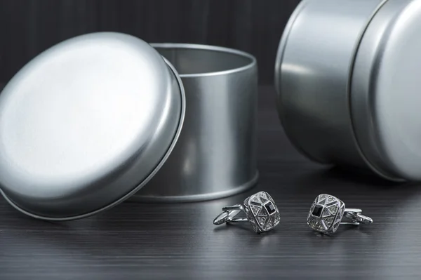 Silver cuff links — Stock Photo, Image