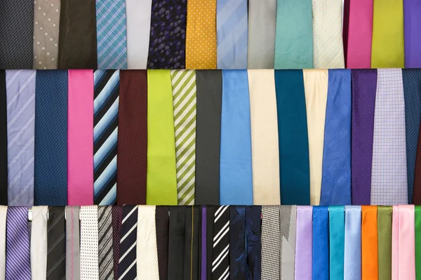 Colorful neckties hanging, fashion accessory — Stock Photo, Image