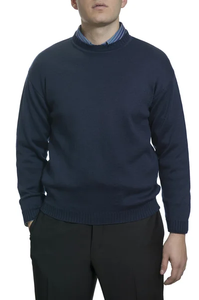 Uomo sconosciuto con maglione blu — Foto Stock