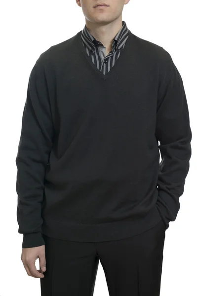 Ismeretlen férfi fekete pulóver — Stock Fotó
