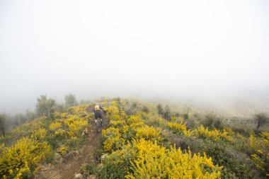Malaga, İspanya - 30 Mart: Bilinmeyen yarışçı dağ bisikleti 