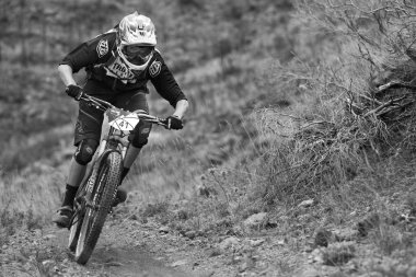 Malaga, İspanya - 30 Mart: Bilinmeyen yarışçı dağ bisikleti 