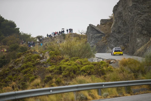 GRANADA, SPAIN - SEP 27: Unknown Racer in the "Primer Rally-Crono el Purche", on Sep 27, 2014 in Granada, Spain . Лицензионные Стоковые Изображения