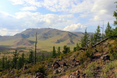 Khorgo-Terkhiin Tsagaan Nuur Ulusal Parkı 'ndaki Khorgo volkan lav tarlası, Moğolistan