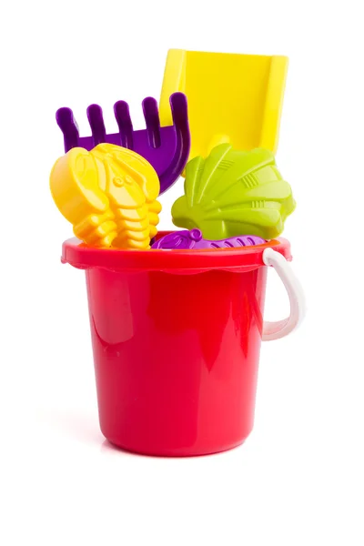 Baby toy bucket and shovel rake — Stock Photo, Image