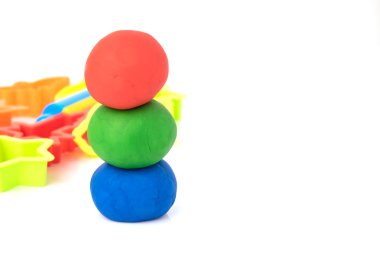 Ball shape of play dough on white background. Colorful play doug clipart