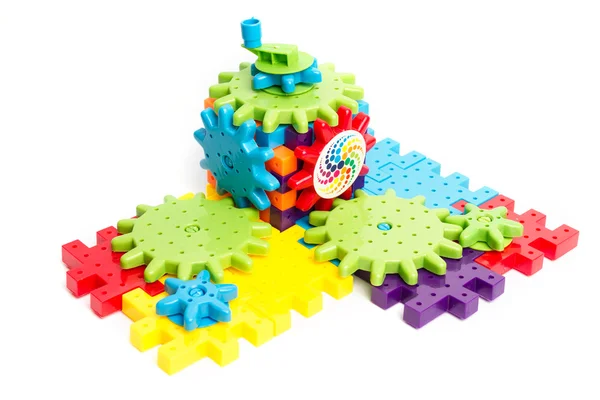 Műanyag játék blokkok fehér háttér — Stock Fotó