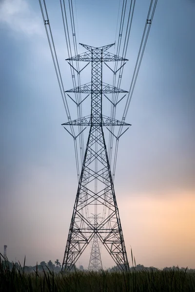 High voltage electric pole — Stock Photo, Image