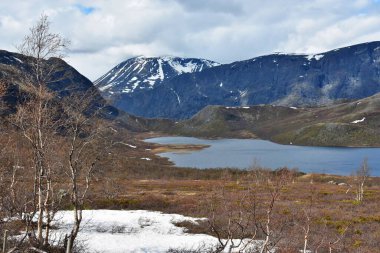Norveç 'teki Jotunheimen Ulusal Parkı' nda göl ve dağlar