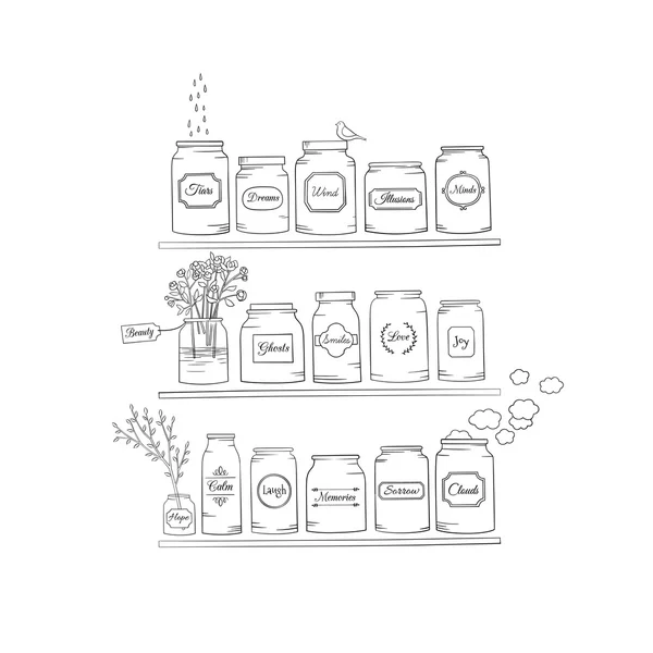 Magic jars.Graphic illustration. — Stock Vector