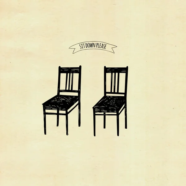 Deux chaises dans un style doodle. Vecteur . — Image vectorielle