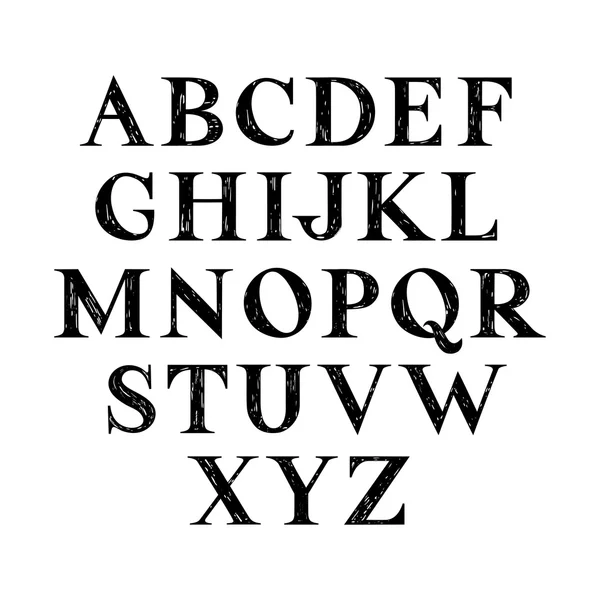Hand drawn serif font.Vector. — Stock Vector
