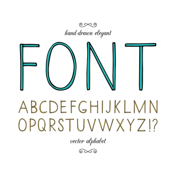 Handgetekende lettertype. Vector alfabet. — Stockvector