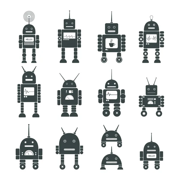 Big collection of robots — Stock Vector