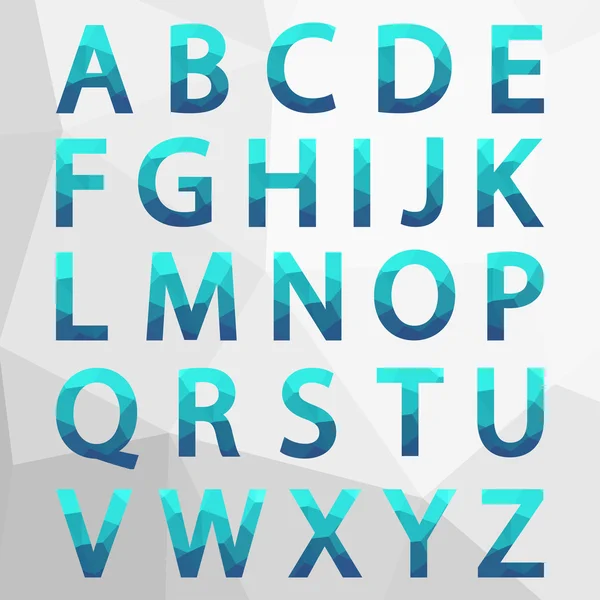 Blå månghörnigt alfabetet Set. — Stock vektor