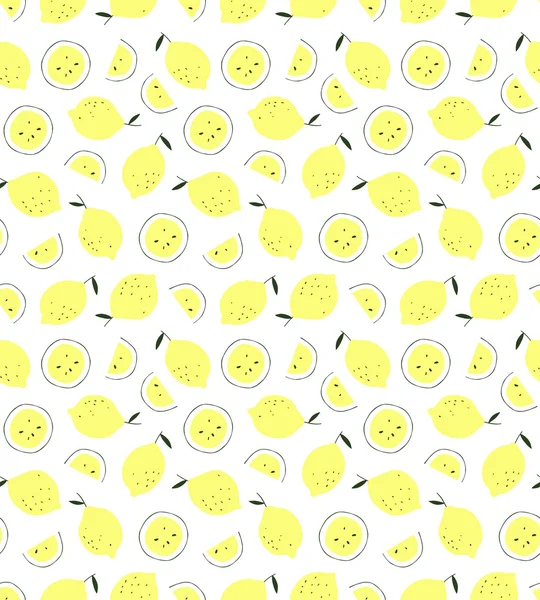 Pattern with lemons. Vector seamless background. — Stockový vektor