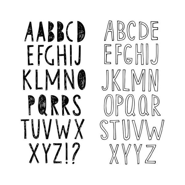 Set of two hand-drawn fonts. Vector. — Stock Vector