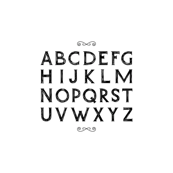 Hand drawn serif font.Vector. — Stock Vector